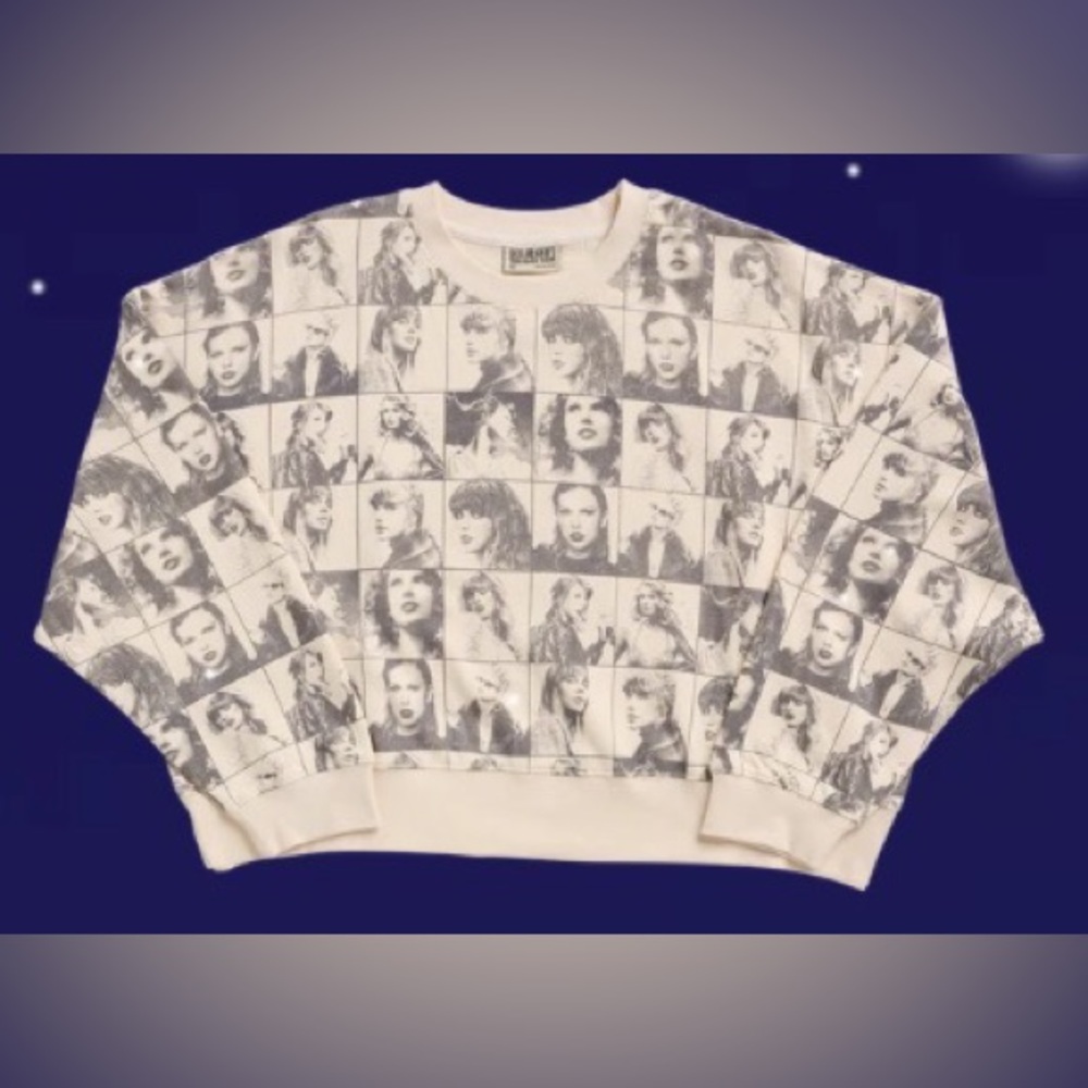 Taylor Swift The Eras tour cropped beige pullover